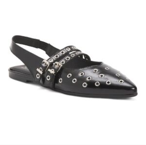 🖤🔹️CRUZA 🔹️Leather Black Women's Slingback Loafers with Stud Accents